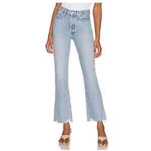 AGOLDE Relaxed Boot Jeans in Curio Size 25 Mid Rise Raw Hem Button Fly